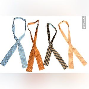 Lot Of 4 Beau Ties Ltd Adjustable Bow Ties, Silk, USA Made, Blue Orange Black